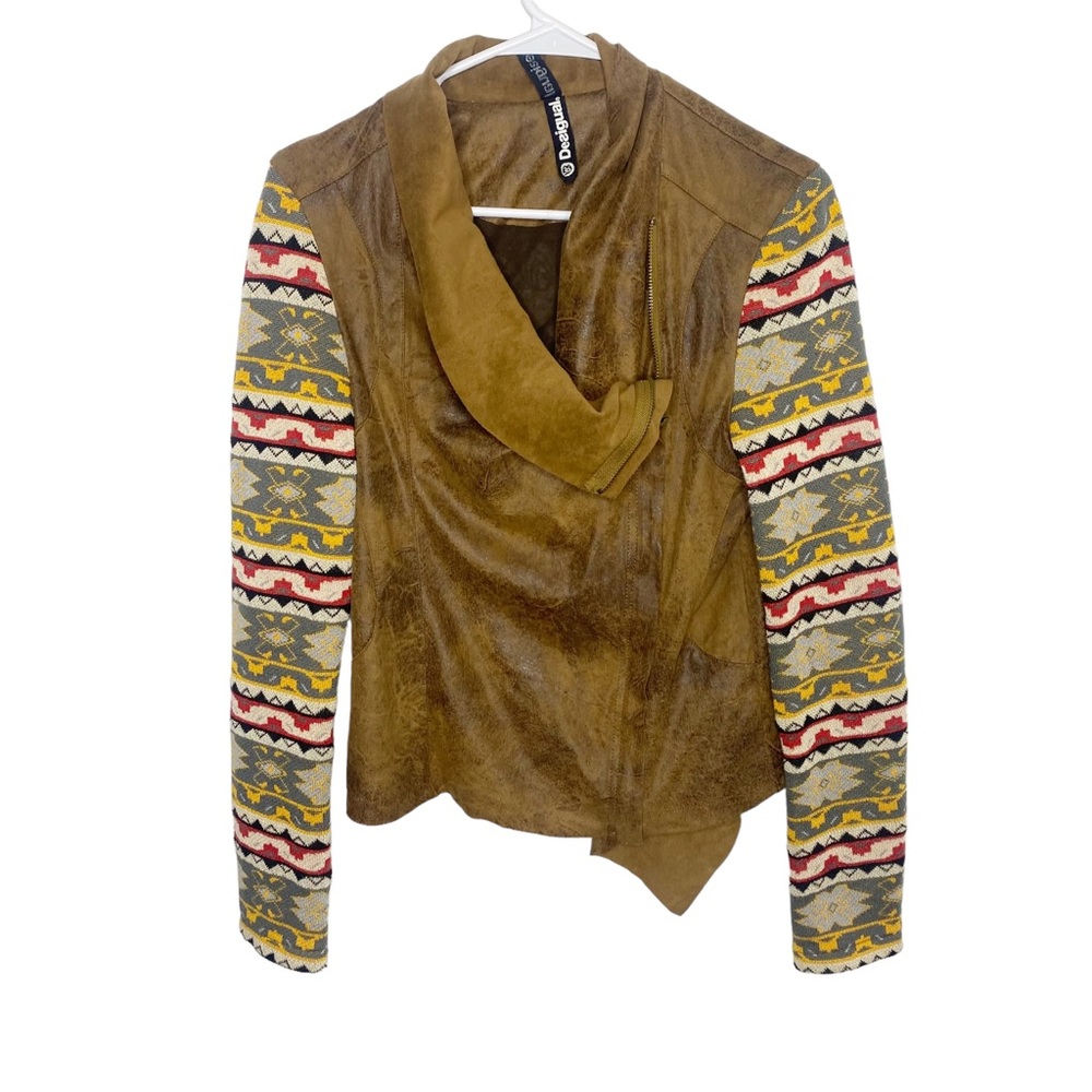 Desigual women’s Dakar Cuero west women’s faux leather jacket size 36 brown